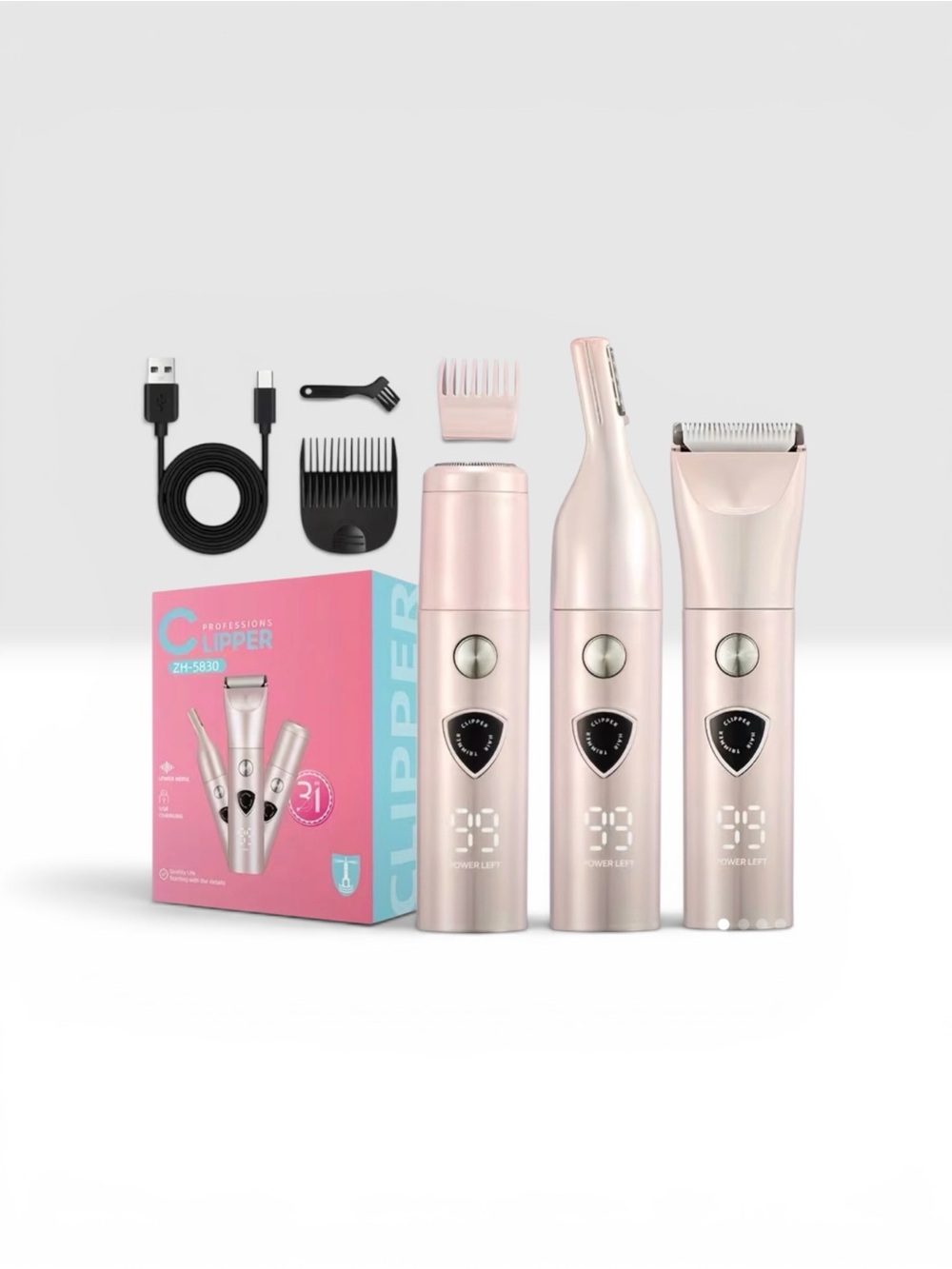Set of 3 in 1 Women's Electric Hair Removal Device USB Rechargeable NIB